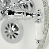 Heritage Three-Handle 2-Hole Tub Wall Mount Clawfoot Tub Faucet with Hand Shower