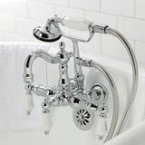 Heritage Three-Handle 2-Hole Tub Wall Mount Clawfoot Tub Faucet with Hand Shower