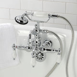 Heritage Three-Handle 2-Hole Tub Wall Mount Clawfoot Tub Faucet with Hand Shower