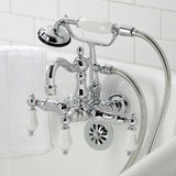 Heritage Three-Handle 2-Hole Tub Wall Mount Clawfoot Tub Faucet with Hand Shower