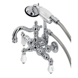 Heritage Three-Handle 2-Hole Tub Wall Mount Clawfoot Tub Faucet with Hand Shower