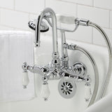 Vintage Three-Handle 2-Hole Tub Wall Mount Clawfoot Tub Faucet with Hand Shower