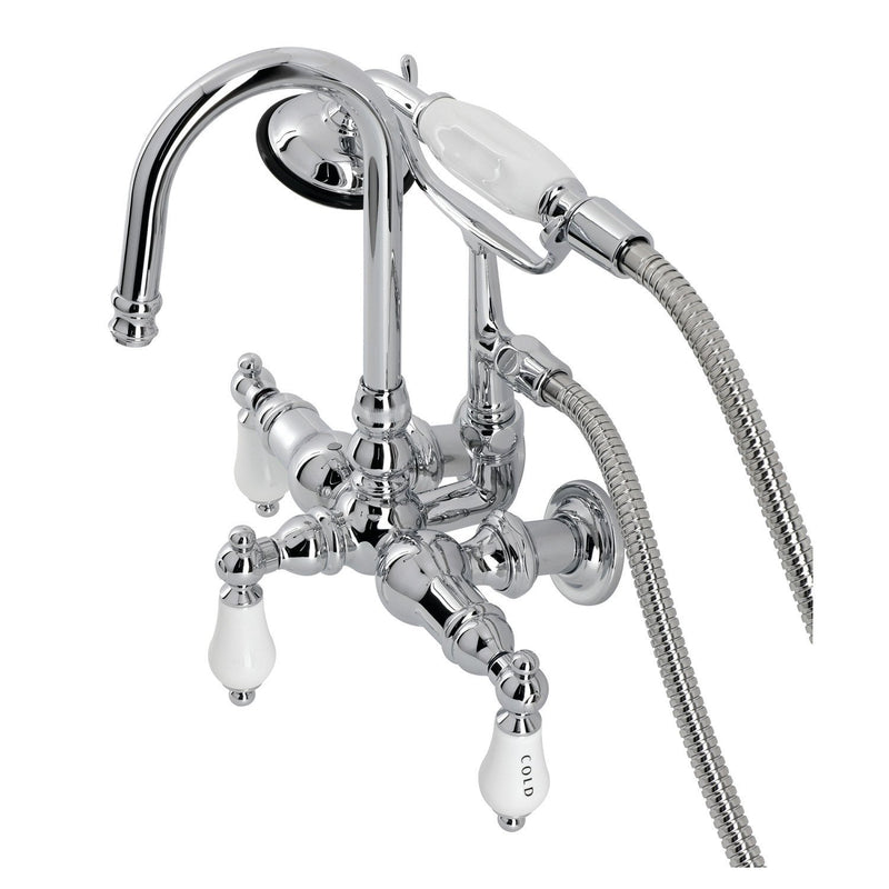 Vintage Three-Handle 2-Hole Tub Wall Mount Clawfoot Tub Faucet with Hand Shower