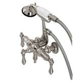 Vintage Three-Handle 2-Hole Tub Wall Mount Clawfoot Tub Faucet with Hand Shower