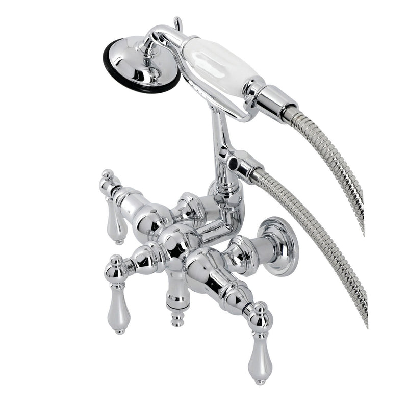 Vintage Three-Handle 2-Hole Tub Wall Mount Clawfoot Tub Faucet with Hand Shower