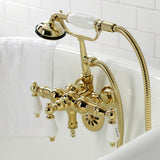 Vintage Three-Handle 2-Hole Tub Wall Mount Clawfoot Tub Faucet with Hand Shower