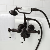 Vintage Three-Handle 2-Hole Tub Wall Mount Clawfoot Tub Faucet with Hand Shower