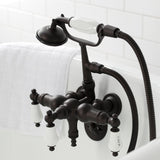 Vintage Three-Handle 2-Hole Tub Wall Mount Clawfoot Tub Faucet with Hand Shower