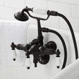 Vintage Three-Handle 2-Hole Tub Wall Mount Clawfoot Tub Faucet with Hand Shower