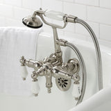 Vintage Three-Handle 2-Hole Tub Wall Mount Clawfoot Tub Faucet with Hand Shower