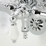 Vintage Three-Handle 2-Hole Tub Wall Mount Clawfoot Tub Faucet with Hand Shower