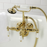 Vintage Three-Handle 2-Hole Tub Wall Mount Clawfoot Tub Faucet with Hand Shower