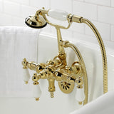 Vintage Three-Handle 2-Hole Tub Wall Mount Clawfoot Tub Faucet with Hand Shower