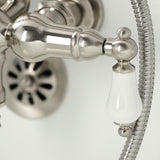 Vintage Three-Handle 2-Hole Tub Wall Mount Clawfoot Tub Faucet with Hand Shower