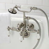 Vintage Three-Handle 2-Hole Tub Wall Mount Clawfoot Tub Faucet with Hand Shower