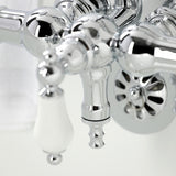 Vintage Three-Handle 2-Hole Tub Wall Mount Clawfoot Tub Faucet with Hand Shower