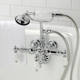 Vintage Three-Handle 2-Hole Tub Wall Mount Clawfoot Tub Faucet with Hand Shower