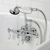 Vintage Three-Handle 2-Hole Tub Wall Mount Clawfoot Tub Faucet with Hand Shower