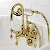 Vintage Three-Handle 2-Hole Tub Wall Mount Clawfoot Tub Faucet with Hand Shower