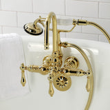 Vintage Three-Handle 2-Hole Tub Wall Mount Clawfoot Tub Faucet with Hand Shower