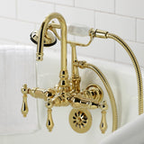 Vintage Three-Handle 2-Hole Tub Wall Mount Clawfoot Tub Faucet with Hand Shower