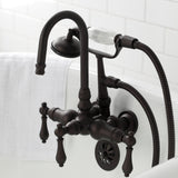 Vintage Three-Handle 2-Hole Tub Wall Mount Clawfoot Tub Faucet with Hand Shower