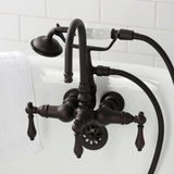 Vintage Three-Handle 2-Hole Tub Wall Mount Clawfoot Tub Faucet with Hand Shower