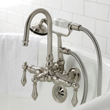 Vintage Three-Handle 2-Hole Tub Wall Mount Clawfoot Tub Faucet with Hand Shower