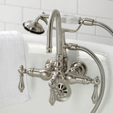 Vintage Three-Handle 2-Hole Tub Wall Mount Clawfoot Tub Faucet with Hand Shower