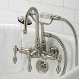 Vintage Three-Handle 2-Hole Tub Wall Mount Clawfoot Tub Faucet with Hand Shower