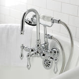 Vintage Three-Handle 2-Hole Tub Wall Mount Clawfoot Tub Faucet with Hand Shower