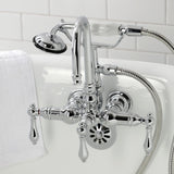 Vintage Three-Handle 2-Hole Tub Wall Mount Clawfoot Tub Faucet with Hand Shower