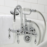 Vintage Three-Handle 2-Hole Tub Wall Mount Clawfoot Tub Faucet with Hand Shower