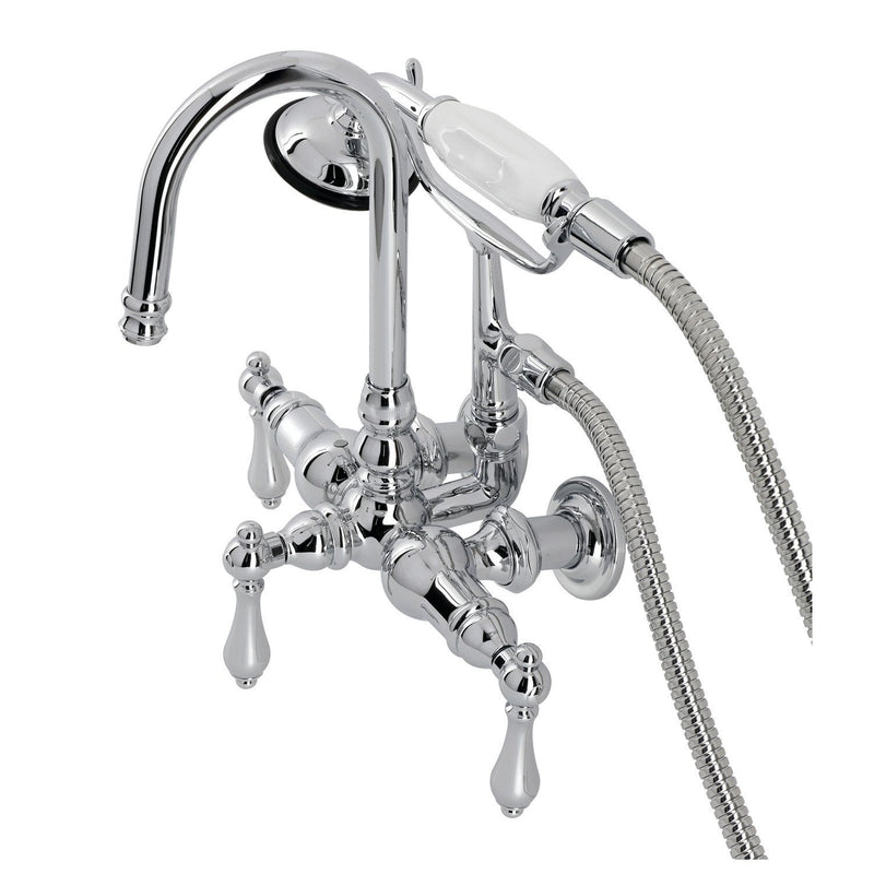 Vintage Three-Handle 2-Hole Tub Wall Mount Clawfoot Tub Faucet with Hand Shower