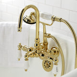 Vintage Three-Handle 2-Hole Tub Wall Mount Clawfoot Tub Faucet with Hand Shower