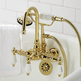 Vintage Three-Handle 2-Hole Tub Wall Mount Clawfoot Tub Faucet with Hand Shower