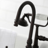 Vintage Three-Handle 2-Hole Tub Wall Mount Clawfoot Tub Faucet with Hand Shower