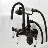 Vintage Three-Handle 2-Hole Tub Wall Mount Clawfoot Tub Faucet with Hand Shower