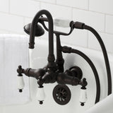 Vintage Three-Handle 2-Hole Tub Wall Mount Clawfoot Tub Faucet with Hand Shower