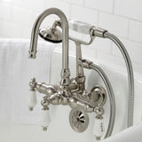 Vintage Three-Handle 2-Hole Tub Wall Mount Clawfoot Tub Faucet with Hand Shower