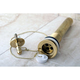 Vintage Brass Chain and Plug Bathroom Sink Drain without Overflow, 20 Gauge