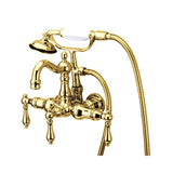 Vintage Three-Handle 2-Hole Tub Wall Mount Clawfoot Tub Faucet with Hand Shower