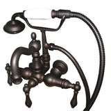 Vintage Three-Handle 2-Hole Tub Wall Mount Clawfoot Tub Faucet with Hand Shower