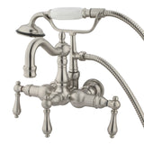 Vintage Three-Handle 2-Hole Tub Wall Mount Clawfoot Tub Faucet with Hand Shower