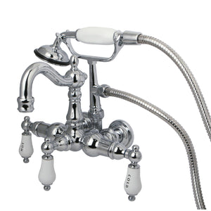 Vintage Three-Handle 2-Hole Tub Wall Mount Clawfoot Tub Faucet with Hand Shower