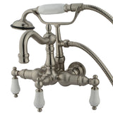 Vintage Three-Handle 2-Hole Tub Wall Mount Clawfoot Tub Faucet with Hand Shower