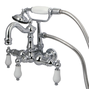 Vintage Three-Handle 2-Hole Tub Wall Mount Clawfoot Tub Faucet with Hand Shower