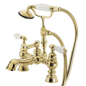 Vintage Two-Handle 2-Hole Deck Mount Clawfoot Tub Faucet with Hand Shower