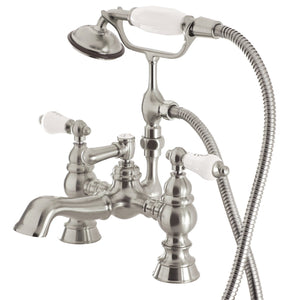 Vintage Two-Handle 2-Hole Deck Mount Clawfoot Tub Faucet with Hand Shower