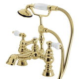 Vintage Two-Handle 2-Hole Deck Mount Clawfoot Tub Faucet with Hand Shower